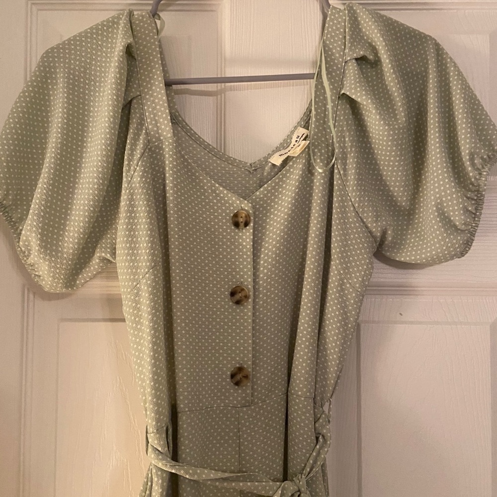 Green polka dot jumpsuit